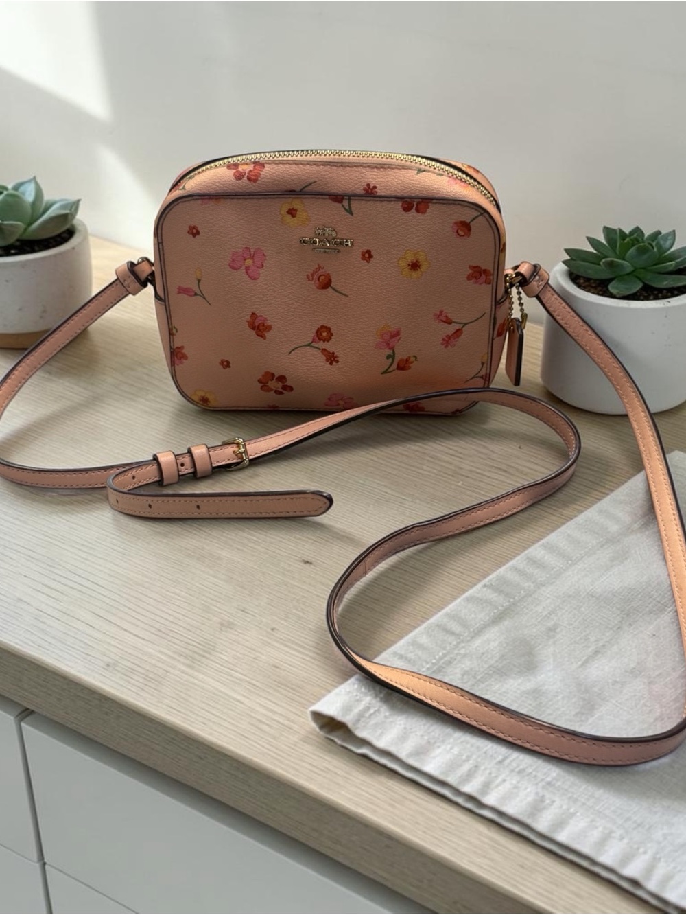 Coach Pink Mini Camera Bag With Mystical Floral Print